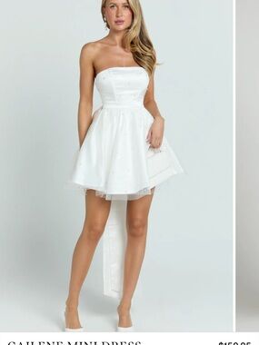 White Strapless Tulle Mini Dress